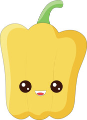 Wall Mural - Digital illustration of a cute cartoon yellow bell pepper character isolated on a white background