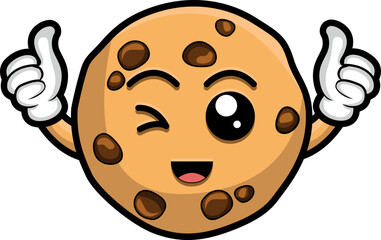 Poster - Cartoon-style chocolate chip cookie isolated on a white background.