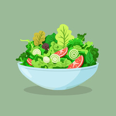 Poster - Colorful vector illustration of a green salad