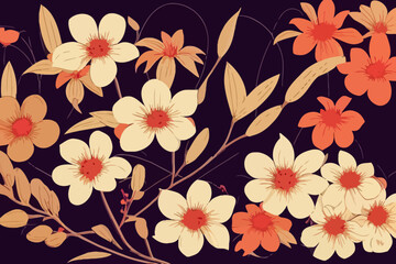 Wall Mural - Wallpaper design with beautiful red and white flowers