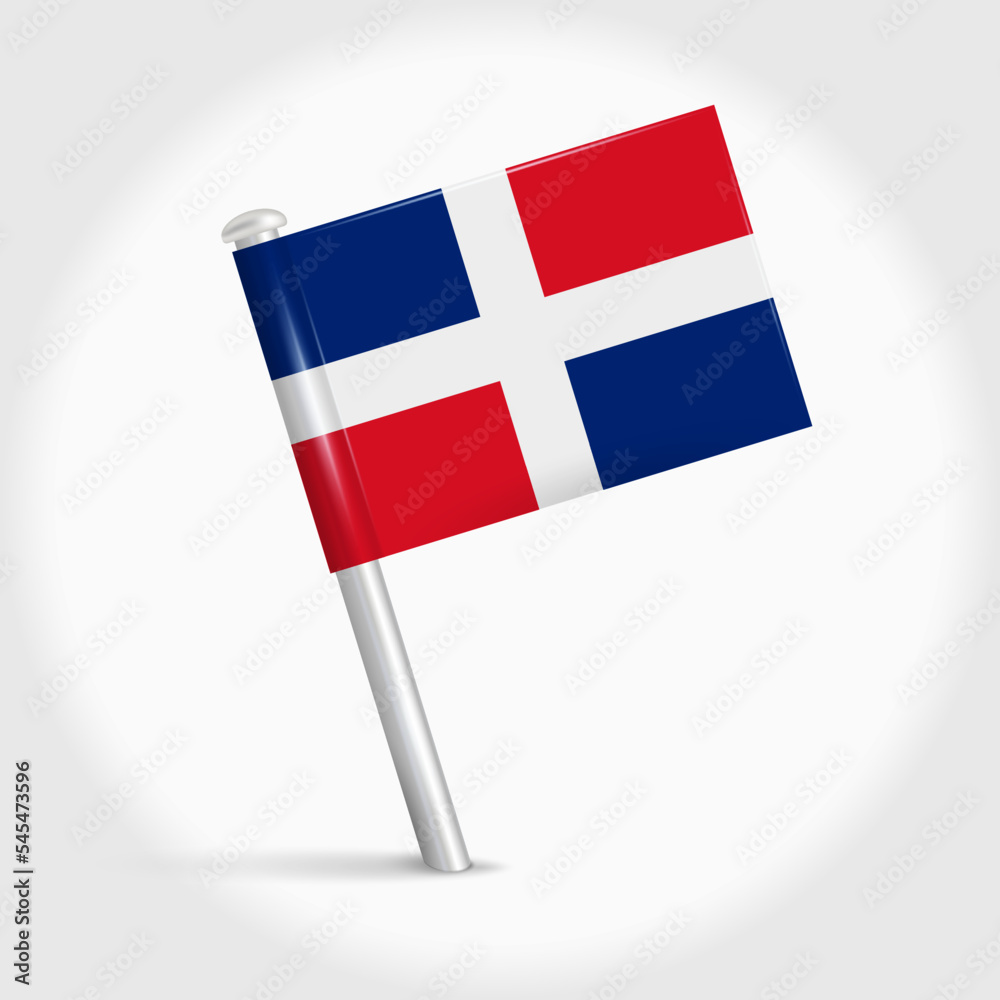 Dominican Republic map pin flag icon. Republica Dominicana pennant map ...