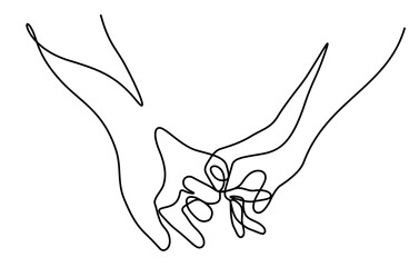 Wall Mural - pinky swear of couple in continuous line drawing style