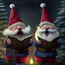 Gnomes Singing Christmas Carol