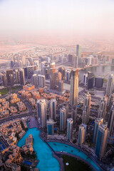 Poster -  Part of old Dubai city view and desert at sunset