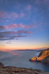 Wall Mural - The Narrows with Amherst lighthouse and fog crawling during sunset