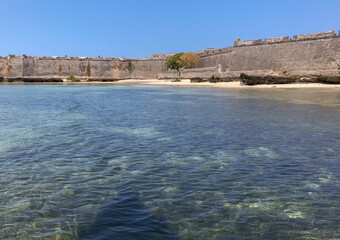 Wall Mural - View of the Saint Sebastian Fortress over the sea, Mozambique