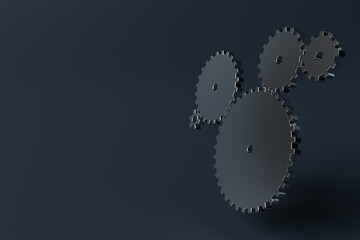 Poster - gear wheels on a dark background. business concept, working modes. 3d render.