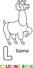 Llama. Animals ABC Coloring Book For Kids