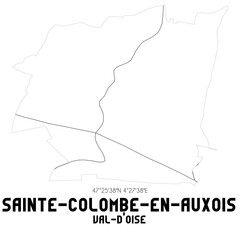 Naklejka na meble SAINTE-COLOMBE-EN-AUXOIS Val-d'Oise. Minimalistic street map with black and white lines.