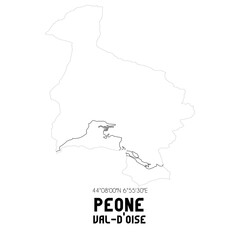  PEONE Val-d'Oise. Minimalistic street map with black and white lines.