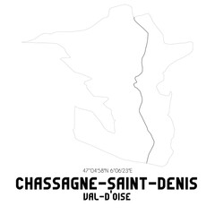  CHASSAGNE-SAINT-DENIS Val-d'Oise. Minimalistic street map with black and white lines.