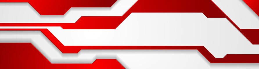 red and white technology abstract geometric background. vector banner design