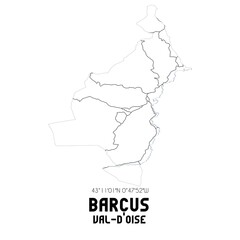  BARCUS Val-d'Oise. Minimalistic street map with black and white lines.