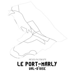  LE PORT-MARLY Val-d'Oise. Minimalistic street map with black and white lines.