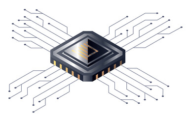 Aufkleber - Micro processor. Motherboard digital chip. Central computer processors CPU concept.Digital chip futuristic microchip processor