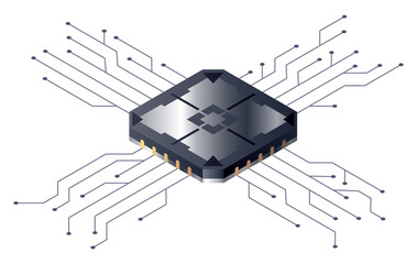 Aufkleber - micro processor. motherboard digital chip. artificial intelligence web banner. central computer proc