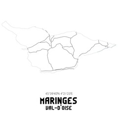 Naklejka na meble MARINGES Val-d'Oise. Minimalistic street map with black and white lines.
