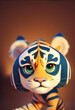 Cute little tiger as 3d cartoon character starring angrily