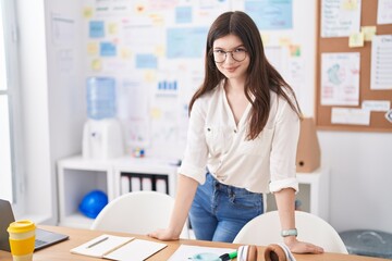 Sticker - Young caucasian woman business worker smiling confident standing at office