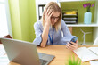 © Krakenimages.com - Young blonde woman business worker suffering for backache working at office
