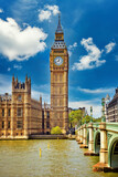 Fototapeta Big Ben - Big Ben and westminster bridge in London at sunny day