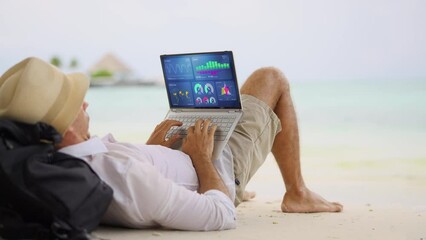 Fototapete - Businessman Using Analytics Data KPI Dashboard