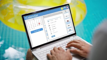 Leinwandbilder - Looking At Calendar With Daily Agenda On Laptop