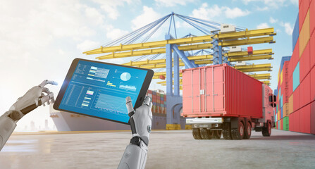 Smart logistic concept with robot control distribution system with tablet