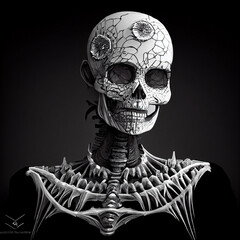 Wall Mural - Ai generated Halloween skeletal being 