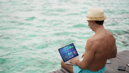 Fototapete - Businessman Using Analytics Data KPI Dashboard Tech