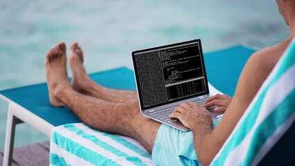 Fototapete - Computer Programmer Using Development Software On Laptop
