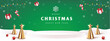 Christmas banner winter landscape green background and snow product display cylindrical shape
