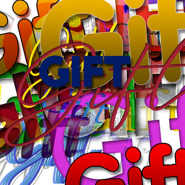 Abstract modern art decoration. Gift text, colorful cartoon quotation illustration graphic background.