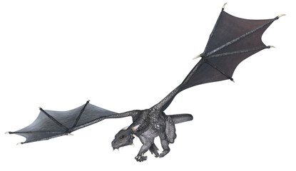 Wall Mural - 3d rendered fantasy dragon isolated on transparent background - 3d illustration