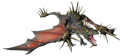 Wall Mural - 3d rendered fantasy spike dragon isolated on transparent background - 3d illustration