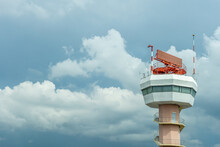 The Airport Control Tower With Rain Clouds  Storm Thunder