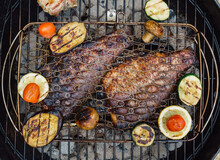 Grilled Fish And Grilled Vegetables