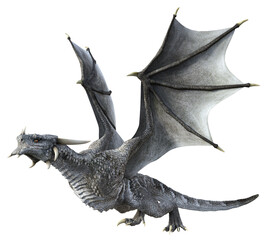 Wall Mural - 3D Rendered Grey Wyvern - A Bipedal Dragon Isolated on Transparent Background - 3D Illustration