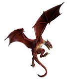 Fototapeta Kosmos - 3D Rendered Red Wyvern - A Bipedal Dragon Isolated on Transparent Background - 3D Illustration