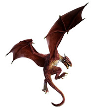 3D Rendered Red Wyvern - A Bipedal Dragon Isolated On Transparent Background - 3D Illustration