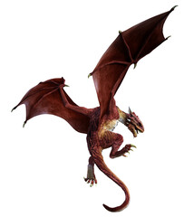 Wall Mural - 3d rendered red wyvern - a bipedal dragon isolated on transparent background - 3d illustration