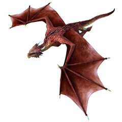 Wall Mural - 3D Rendered Red Wyvern - A Bipedal Dragon Isolated on Transparent Background - 3D Illustration