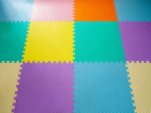 Colorful Foam Baby Playground Mat For Kid. Soft Mat Rubber Jigsaw Background. Foam Play Tile Floor Tile.