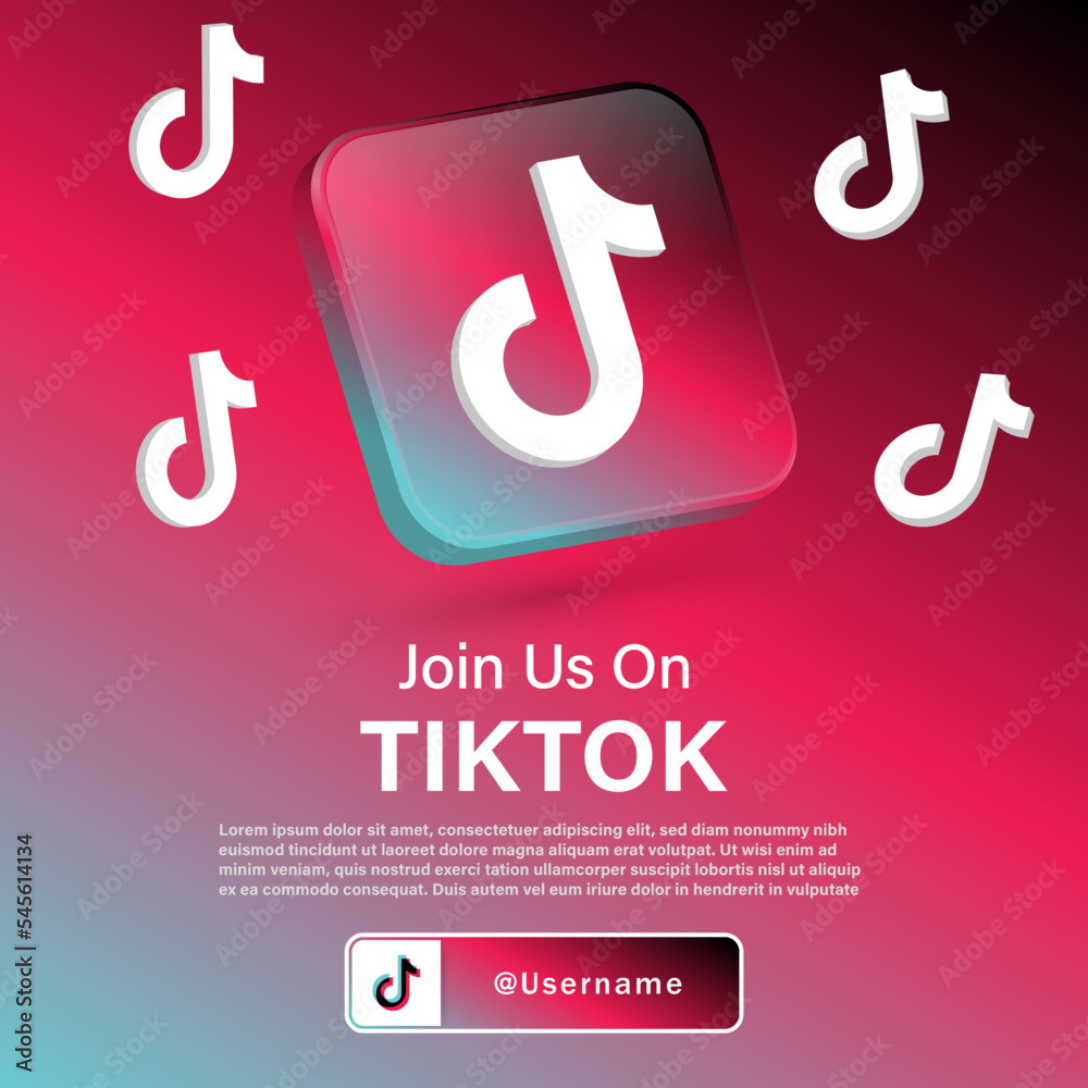 follow us on tiktok gradient background with 3d logos . social media ...