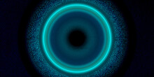 Abstract Blue Tunnel, Texture Powerful Electrical Discharge, And Lightning Strike Impact Wall Realistic On The Circle. Ball Lightning, Magical Effect Design Dark Reflection.