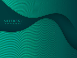 modern green wave paper cut line pattern abstract background