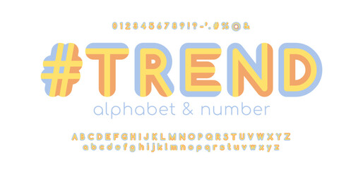 Fototapete - Decorative striped vintage retro alphabet in 70s style. Typography сolourful vector alphabet and font with rounded edges. Vector illustration