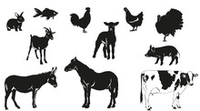 Farm Animal Vector Silhouette Set