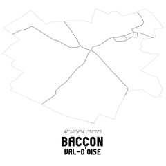  BACCON Val-d'Oise. Minimalistic street map with black and white lines.