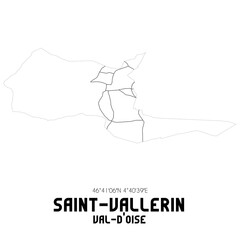  SAINT-VALLERIN Val-d'Oise. Minimalistic street map with black and white lines.